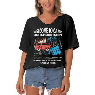 Welcome To Camp Quitcherbitchin Funny 7 Shirt Women's Bat Sleeves V-Neck Blouse | Favorety CA