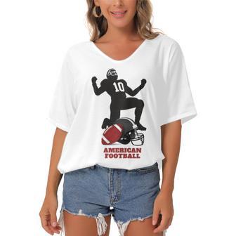 American Football Women's Bat Sleeves V-Neck Blouse | Favorety CA