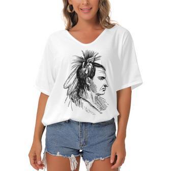 American Native Indian Graphics Women's Bat Sleeves V-Neck Blouse | Favorety CA