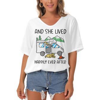 And She Lived Happily Ever After Women's Bat Sleeves V-Neck Blouse | Favorety UK