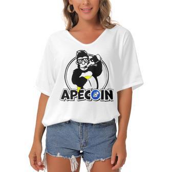 Apecoin Funny Women's Bat Sleeves V-Neck Blouse | Favorety DE