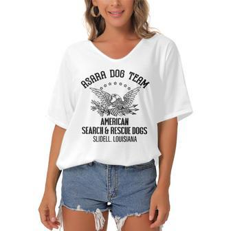 Asara Dog Team American Search & Rescue Dogs Slidell Women's Bat Sleeves V-Neck Blouse | Mazezy