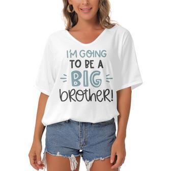 Baby Shower Text Design Im Going To Be A Big Brother Women's Bat Sleeves V-Neck Blouse | Favorety CA