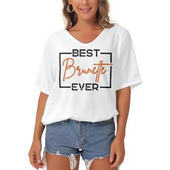 Best Brunette Ever Brunette Brownie Women's Bat Sleeves V-Neck Blouse | Favorety CA