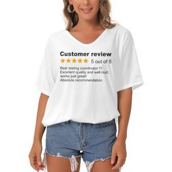 Best Testing Coordinator Funny Review Job Profession Women's Bat Sleeves V-Neck Blouse | Mazezy