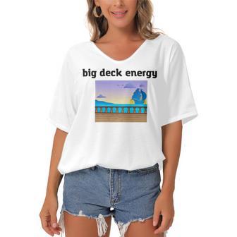 Big Deck Energy Women's Bat Sleeves V-Neck Blouse | Favorety CA