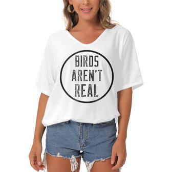 Birds Aren T Real Funny Birds Jokes Women's Bat Sleeves V-Neck Blouse | Favorety CA