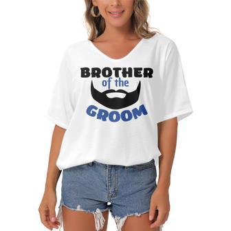 Brother Of The Groom Great Gift For The Brother Of The Awesome Groom Women's Bat Sleeves V-Neck Blouse | Favorety