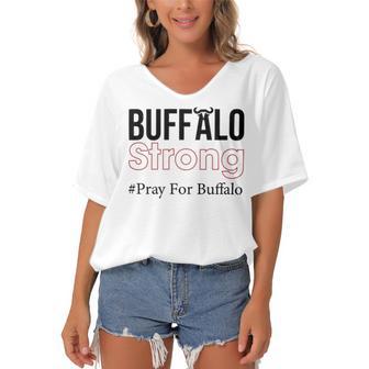 Buffalo Strong Pray For Buffalo Women's Bat Sleeves V-Neck Blouse | Favorety CA