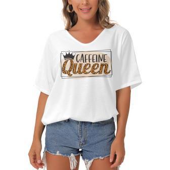 Caffeine Queen Graphic Shirt Design Women's Bat Sleeves V-Neck Blouse | Favorety AU