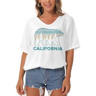 California Bear Vintage Retro Nature Hiking Souvenir 465 Trending Shirt Women's Bat Sleeves V-Neck Blouse | Favorety AU