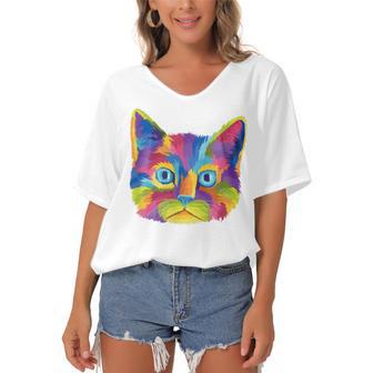 Cat Got Your Soul Women's Bat Sleeves V-Neck Blouse | Favorety UK