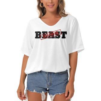 Certified Beast Athletic Workout Fitness 486 Trending Shirt Women's Bat Sleeves V-Neck Blouse | Favorety CA