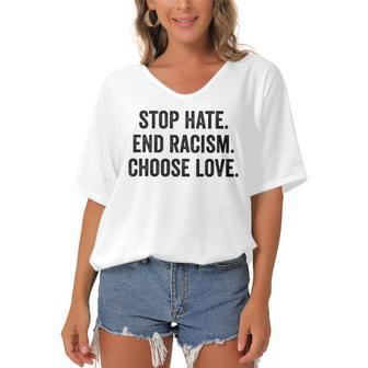 Choose Love Buffalo - Stop Hate End Racism Choose Love Women's Bat Sleeves V-Neck Blouse | Mazezy