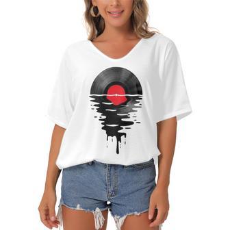 Cool Record Dj Music Women's Bat Sleeves V-Neck Blouse | Favorety DE