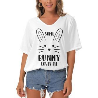 Copy Of Some Bunny Loves Dancing Women's Bat Sleeves V-Neck Blouse | Favorety CA