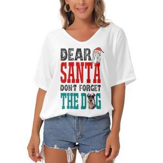 Dear Santa Dont Forget The Dog Women's Bat Sleeves V-Neck Blouse | Favorety CA