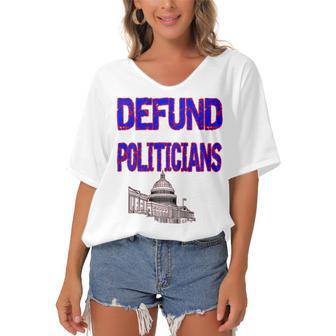 Defund Politicians Women's Bat Sleeves V-Neck Blouse | Favorety AU