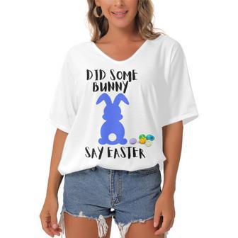 Did Some Bunny Say Easter Women's Bat Sleeves V-Neck Blouse | Favorety DE