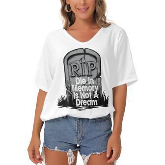 Die With Memories Not Dreams Women's Bat Sleeves V-Neck Blouse | Favorety CA