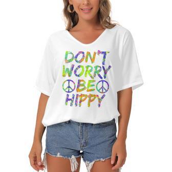 Donut Worry Be Happy Women's Bat Sleeves V-Neck Blouse | Favorety UK