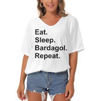 Eat Sleep Bardagol Repeat Women's Bat Sleeves V-Neck Blouse | Favorety DE