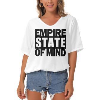 Empire State Of Mind Women's Bat Sleeves V-Neck Blouse | Favorety UK