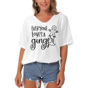 Everyone Loves A Ginger Women's Bat Sleeves V-Neck Blouse | Favorety DE