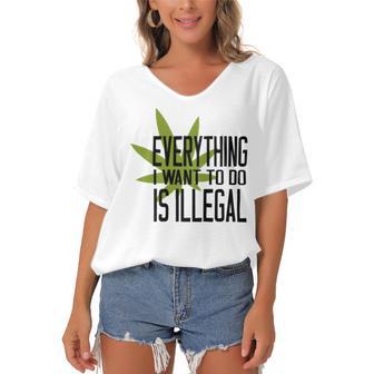 Everything I Want To Do Is Illegal V2 Women's Bat Sleeves V-Neck Blouse | Favorety CA