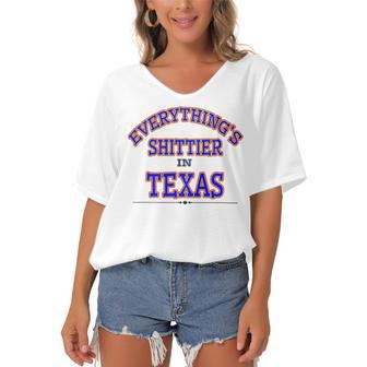 Everythings Shittier In Texas Women's Bat Sleeves V-Neck Blouse | Favorety AU