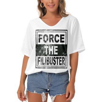 Force The Filibuster Senator Chuck Schumer Do Your Job Women's Bat Sleeves V-Neck Blouse | Favorety UK