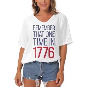 Fourth Of July Remember 1776 Funny 743 Shirt Women's Bat Sleeves V-Neck Blouse | Favorety DE