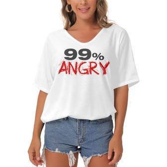 Funny 99 Angry Classic Tshirt V2 Women's Bat Sleeves V-Neck Blouse | Favorety CA