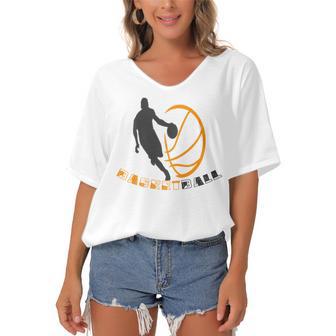 Funny Basketball Gift For Basketball Lovers Women's Bat Sleeves V-Neck Blouse | Favorety DE