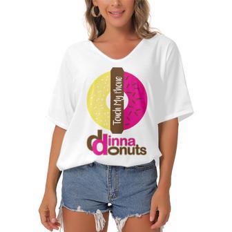 Funny Donut Donut Lover Women's Bat Sleeves V-Neck Blouse | Favorety