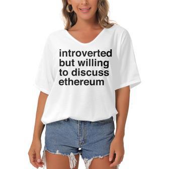 Funny Introverted Ethereum Gift Women's Bat Sleeves V-Neck Blouse | Favorety UK