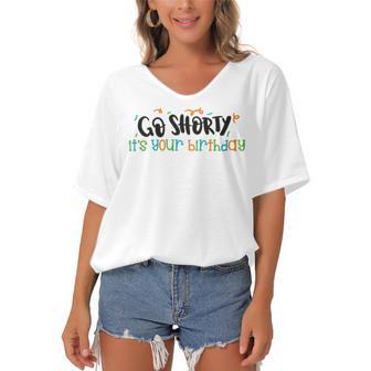 Go Shorty Its Your Birthday Women's Bat Sleeves V-Neck Blouse | Favorety DE