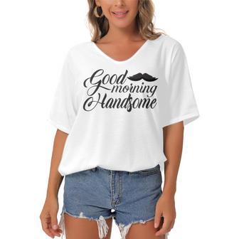 Good Morning Handsome Women's Bat Sleeves V-Neck Blouse | Favorety UK