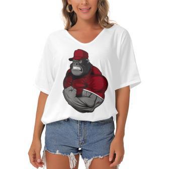 Gorilla Muscle Women's Bat Sleeves V-Neck Blouse | Favorety