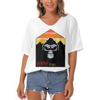 Gorilla Tag Pfp Maker Gorilla Tag Mountain Women's Bat Sleeves V-Neck Blouse | Favorety UK