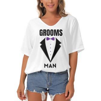 Groomsman Grooms Squad Stag Party Friends Themed Women's Bat Sleeves V-Neck Blouse | Favorety UK