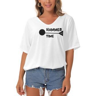 Hammer Time Track And Field Hammer Throw Women's Bat Sleeves V-Neck Blouse | Favorety DE