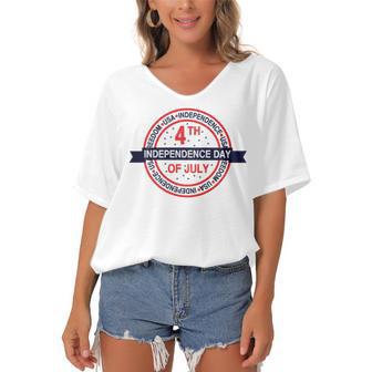 Happy 4Th Of July Usa Freedom Women's Bat Sleeves V-Neck Blouse | Favorety AU