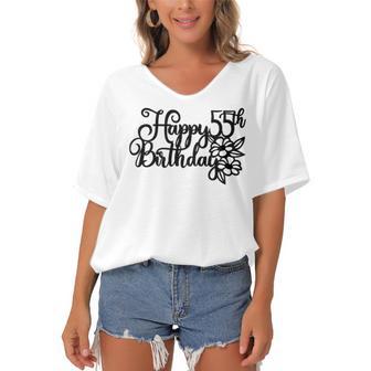 Happy Birthday Th V5 Women's Bat Sleeves V-Neck Blouse | Favorety CA