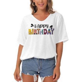 Happy Birthday V2 Women's Bat Sleeves V-Neck Blouse | Favorety AU