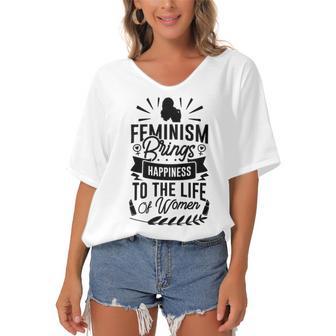 Happy Feminist Women's Bat Sleeves V-Neck Blouse | Favorety AU