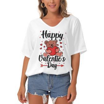 Happy Valentines Day V3 Women's Bat Sleeves V-Neck Blouse | Favorety CA