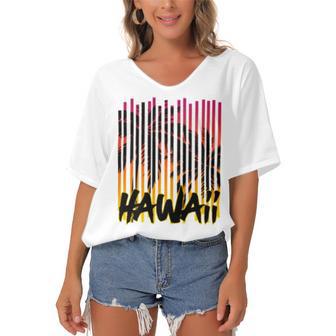 Hawaii V2 Women's Bat Sleeves V-Neck Blouse | Favorety