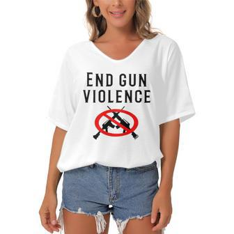 Hot End Gun Violence Anti Guns Women's Bat Sleeves V-Neck Blouse | Mazezy