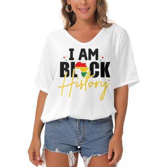 I Am Black History V2 Women's Bat Sleeves V-Neck Blouse | Favorety UK